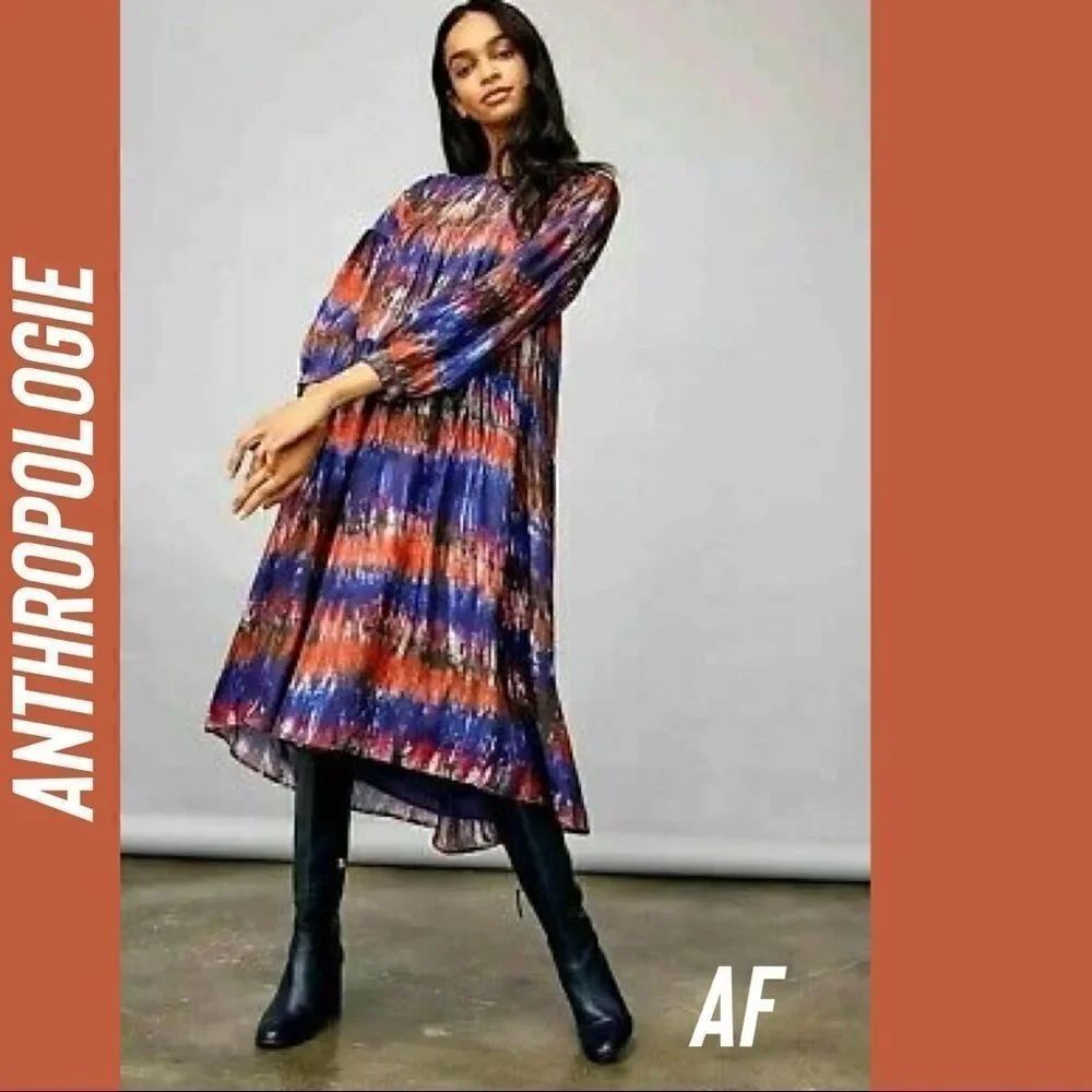 ANTHROPOLOGIE TIE DYE MIDI DRESS NEW NWT XS